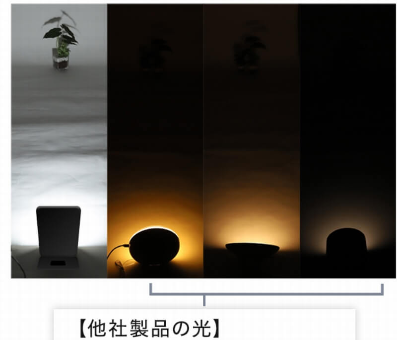 トトノエライトプレーン他社製品との光の差｜公式サイト画像出典